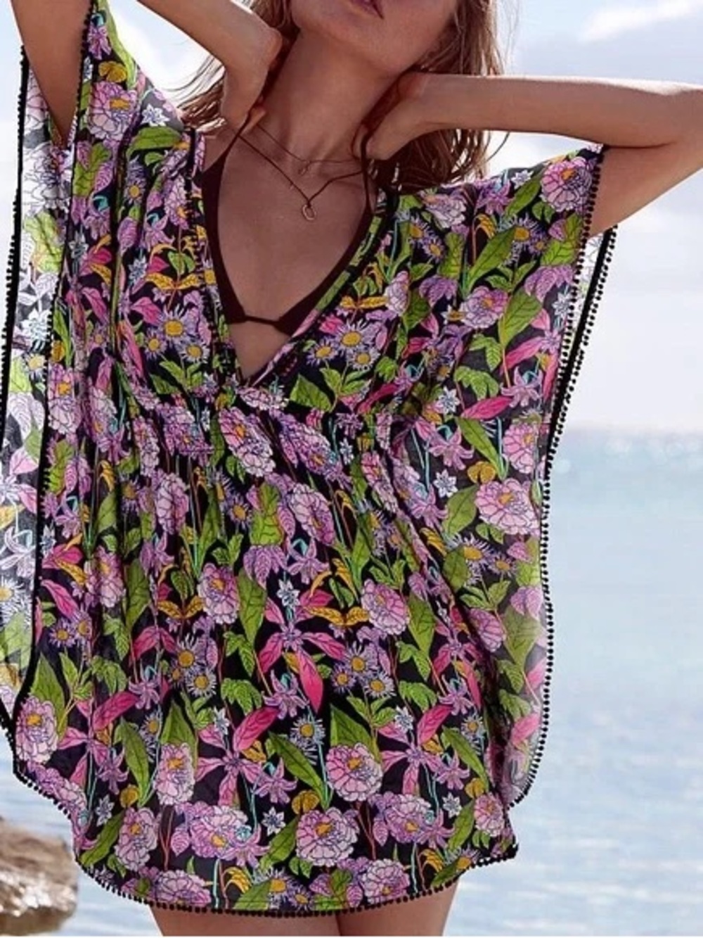 Victoria's Secret Swim Over Top with Pink & Green floral Print